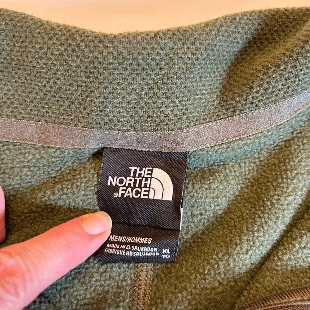 The North Face‎ Mens Dark Green Textured Fleece 1/4 Zip Pullover Sweater XL